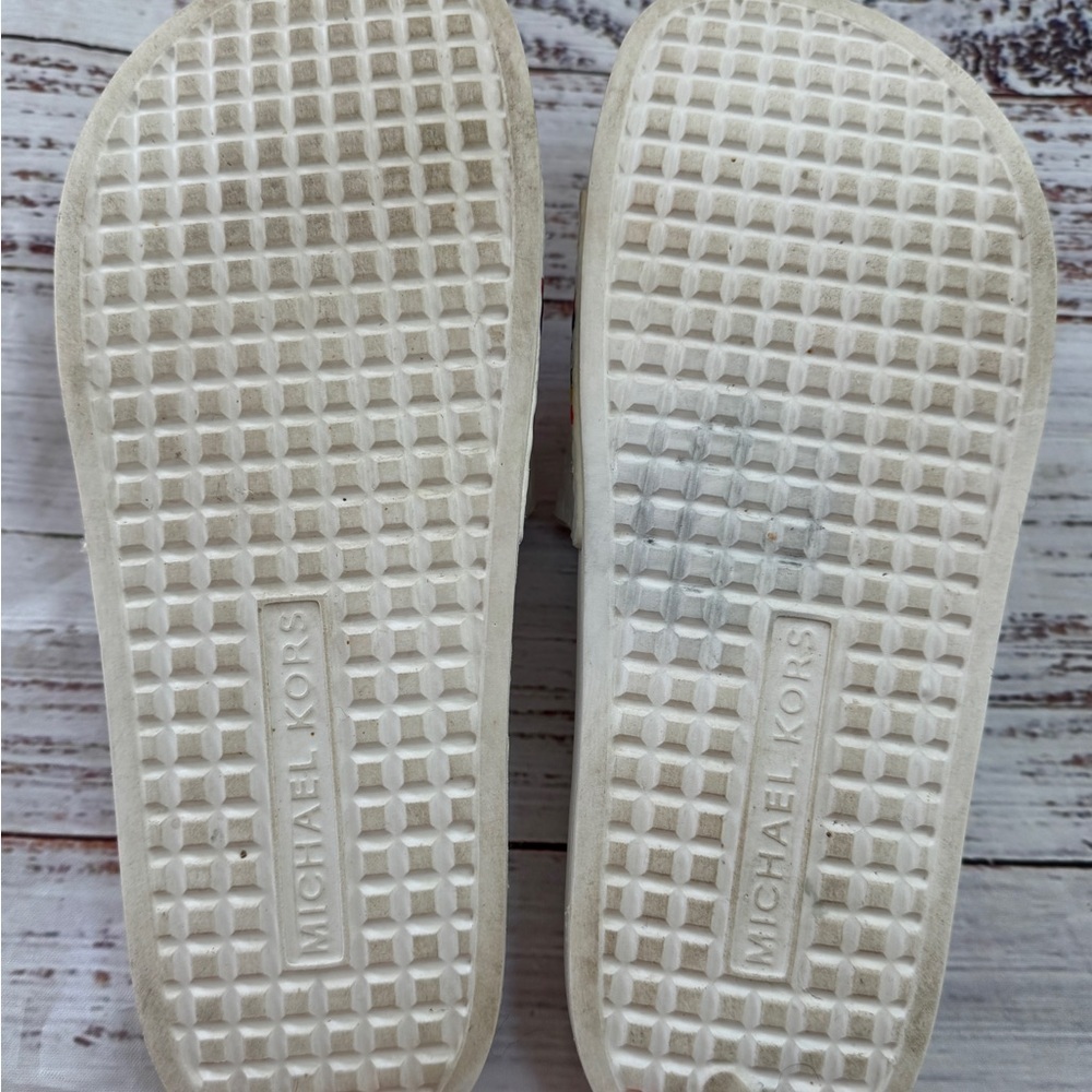 MICHAEL KORS Womens White Gilmore Toe Platform Slip On Leather Slide Sandals 8 M - Picture 4 of 6